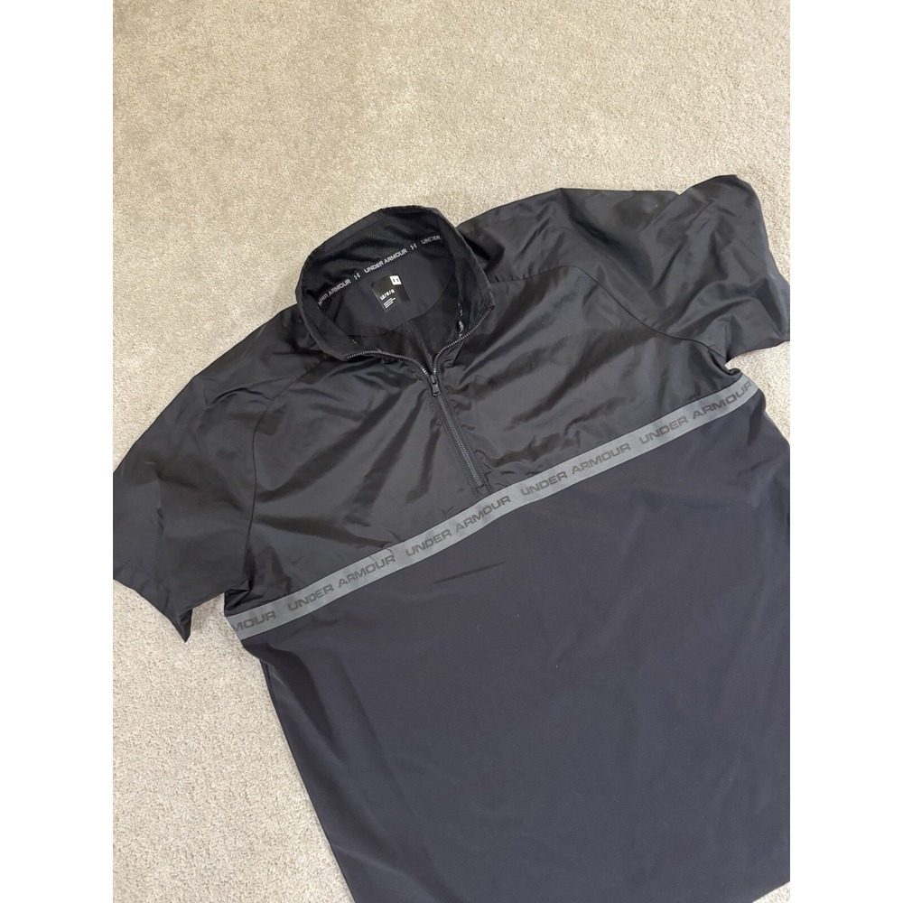 New Under Armour Men's Unstoppable Woven 1/2 Zip Short‎ Black Grey Size Large